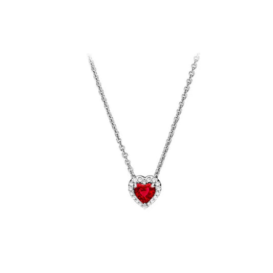 Crystal Heart Silver Necklace