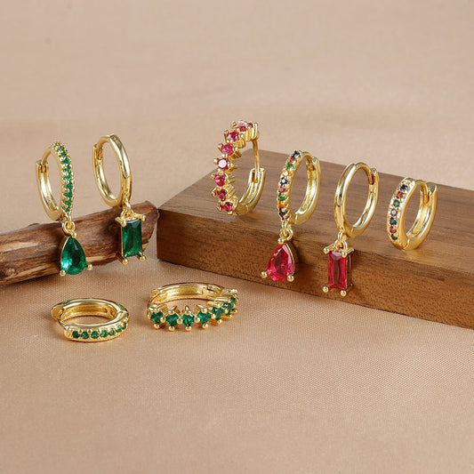 Minimalist Zircon Huggie Earrings Set