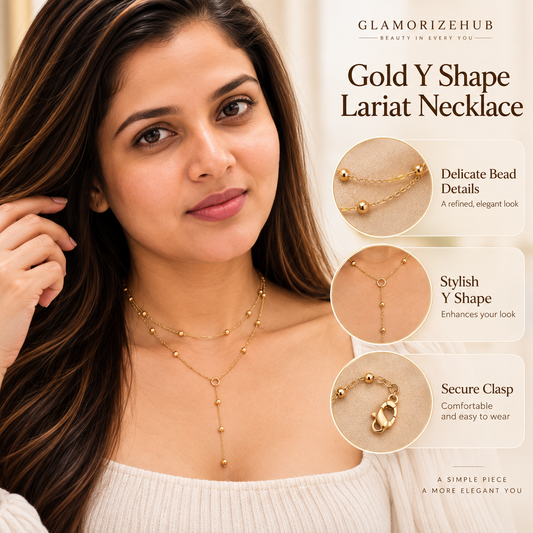 Gold Y Shape Lariat Necklace