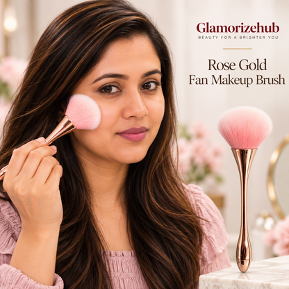 Rose Gold Fan Makeup Brush