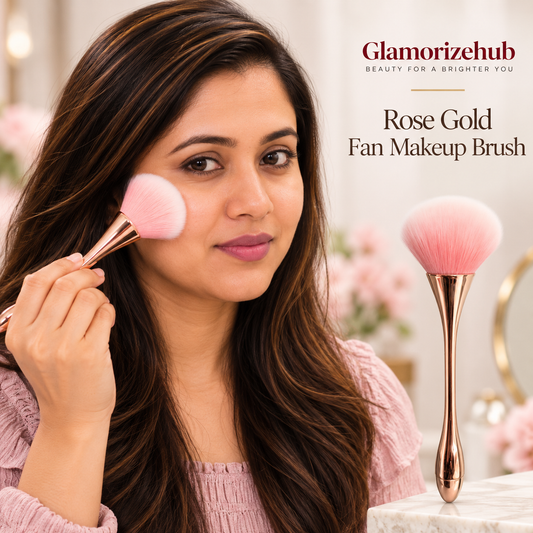 Rose Gold Fan Makeup Brush