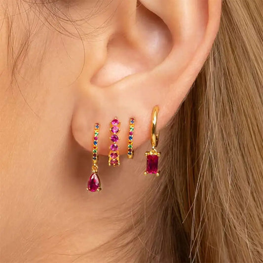 Minimalist Zircon Huggie Earrings Set