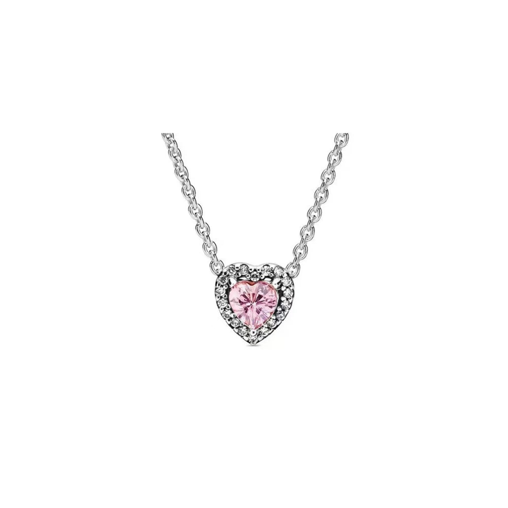 Crystal Heart Silver Necklace