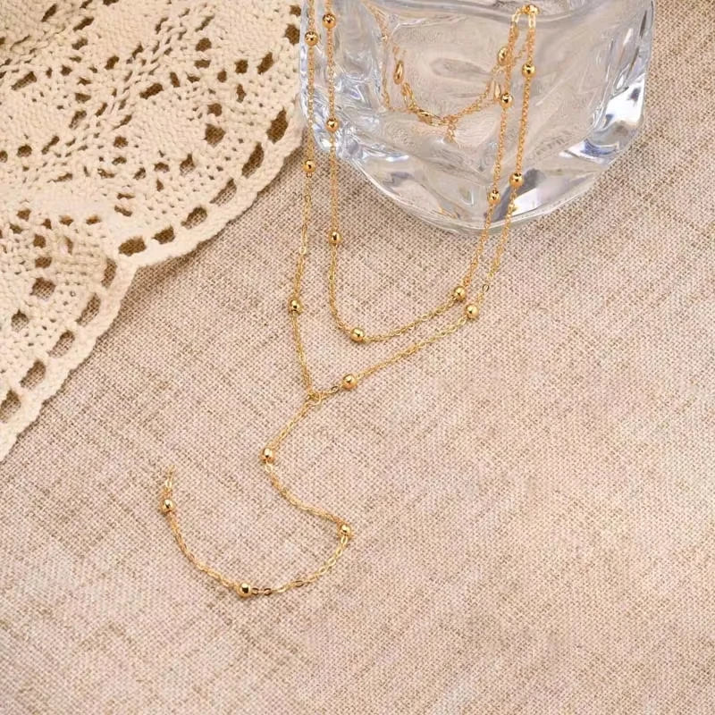 Gold Y Shape Lariat Necklace