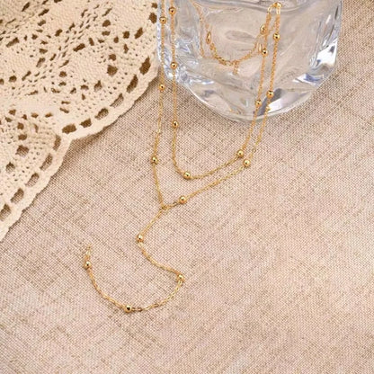 Gold Y Shape Lariat Necklace