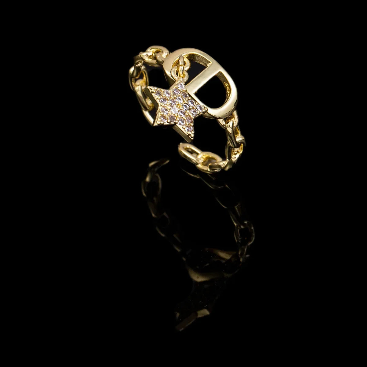 Vintage Gold Zircon Open Ring