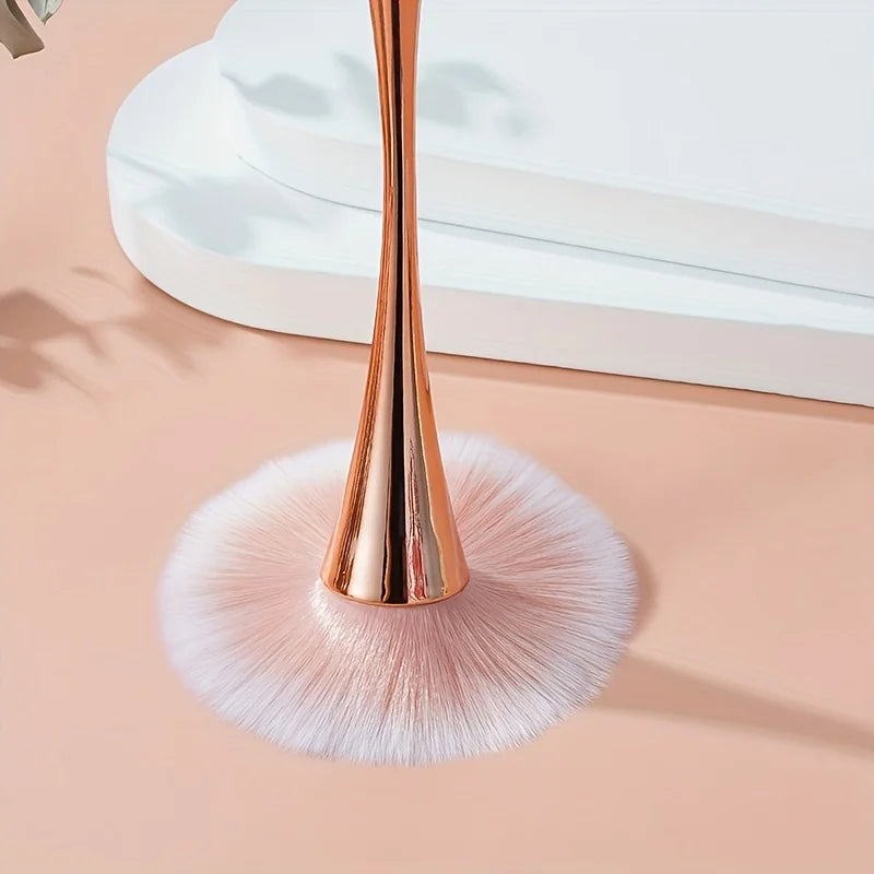 Rose Gold Fan Makeup Brush