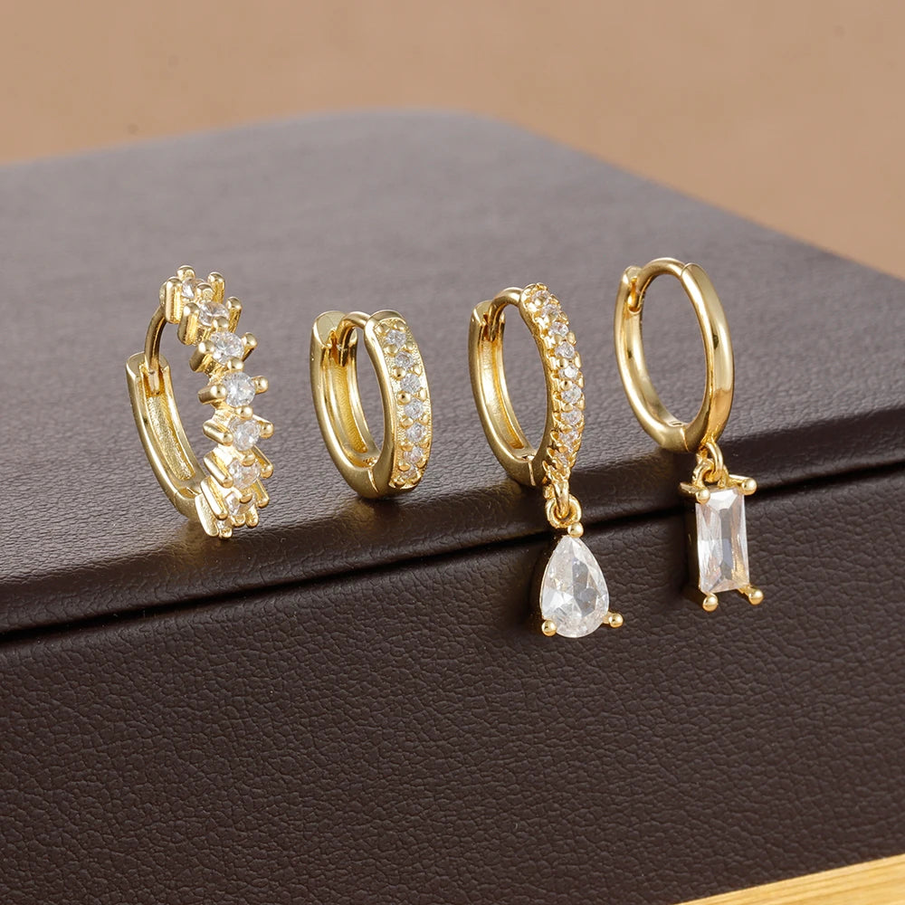 Minimalist Zircon Huggie Earrings Set