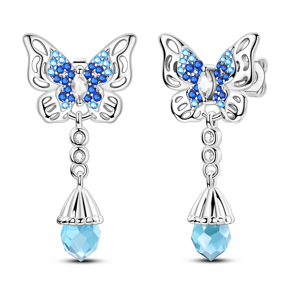 Blue Butterfly Silver Earrings
