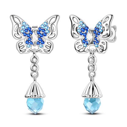Blue Butterfly Silver Earrings