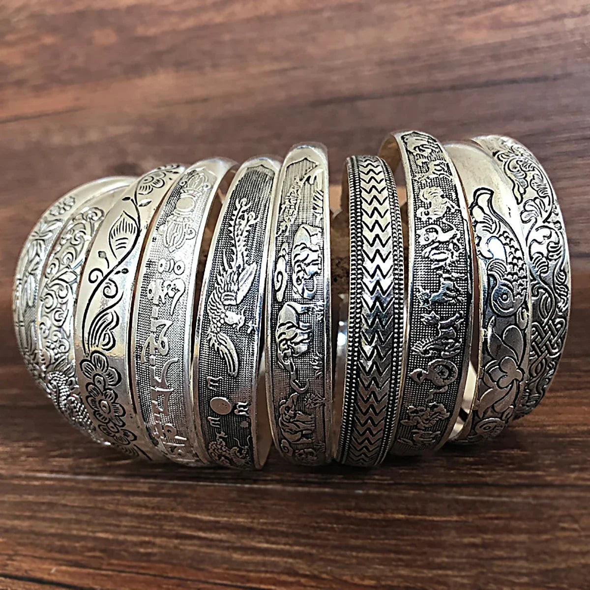 Vintage Tibetan Silver Cuff Bracelet