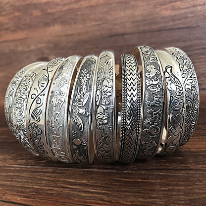 Vintage Tibetan Silver Cuff Bracelet