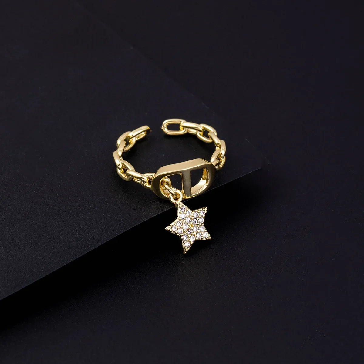 Vintage Gold Zircon Open Ring