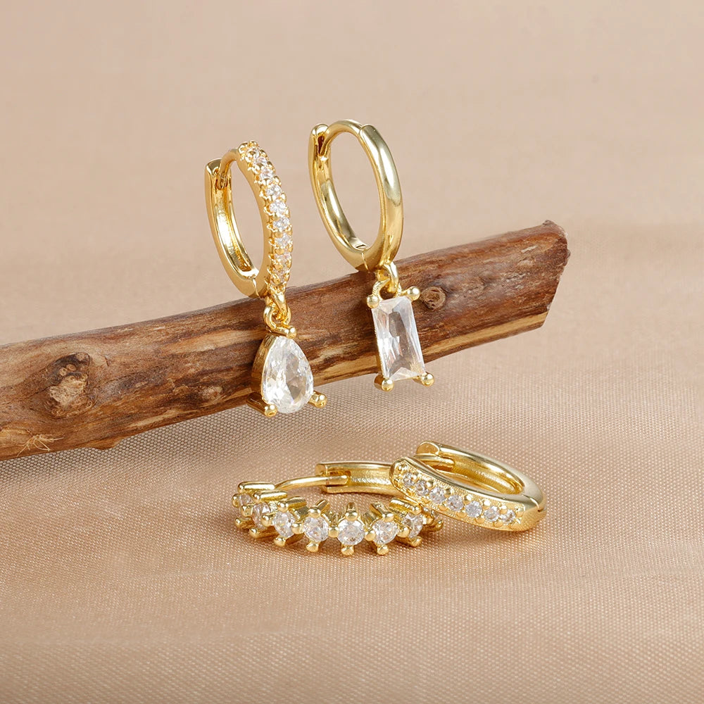 Minimalist Zircon Huggie Earrings Set
