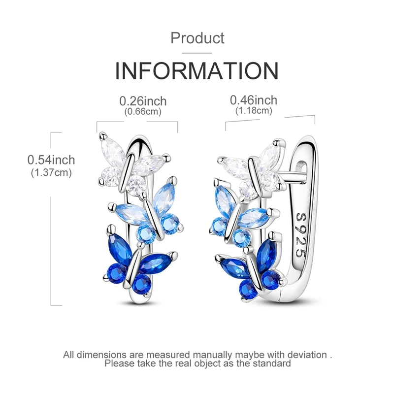 Blue Butterfly Silver Earrings