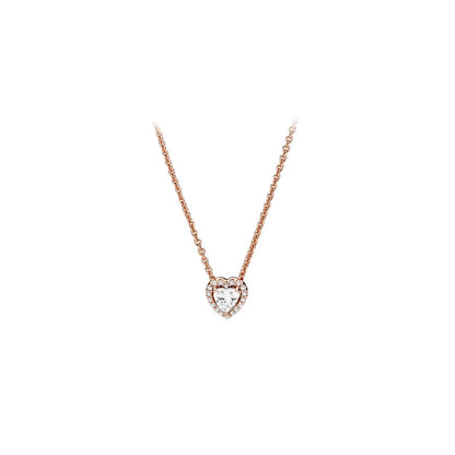 Crystal Heart Silver Necklace