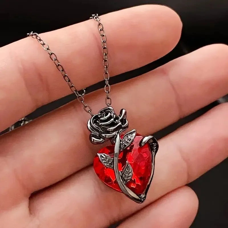 Red Crystal Heart Necklace