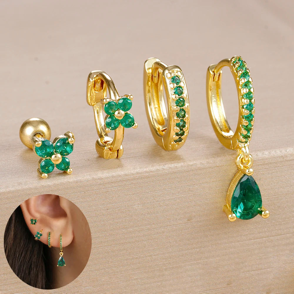 Minimalist Zircon Huggie Earrings Set