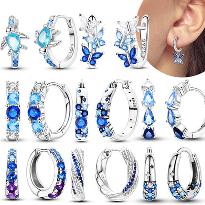 Blue Butterfly Silver Earrings