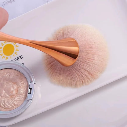Rose Gold Fan Makeup Brush