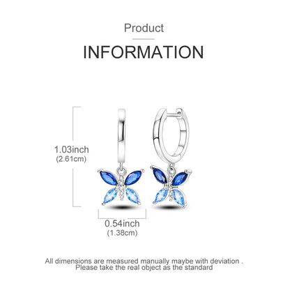 Blue Butterfly Silver Earrings