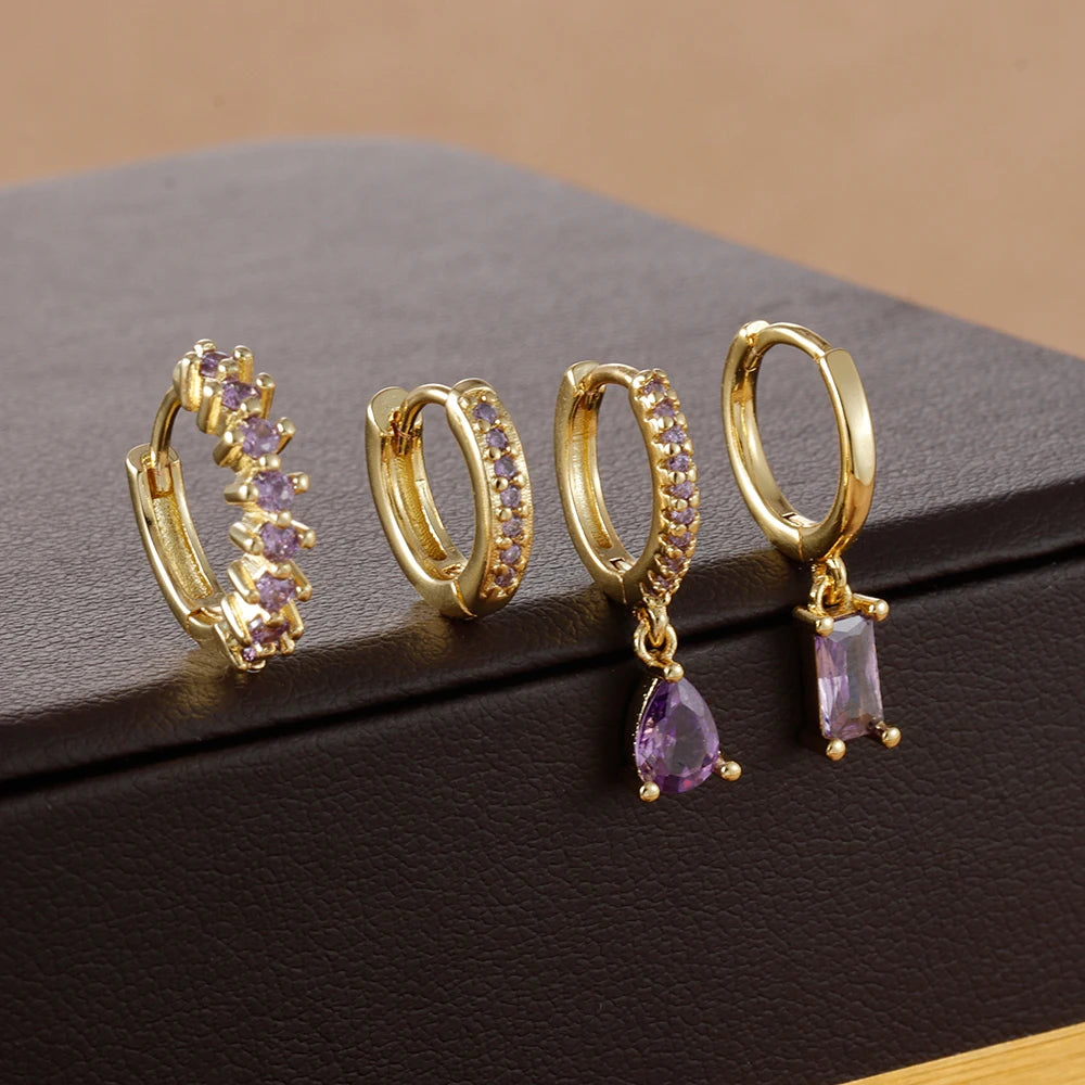 Minimalist Zircon Huggie Earrings Set