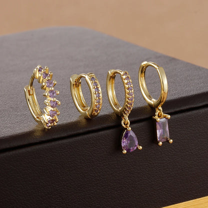 Minimalist Zircon Huggie Earrings Set