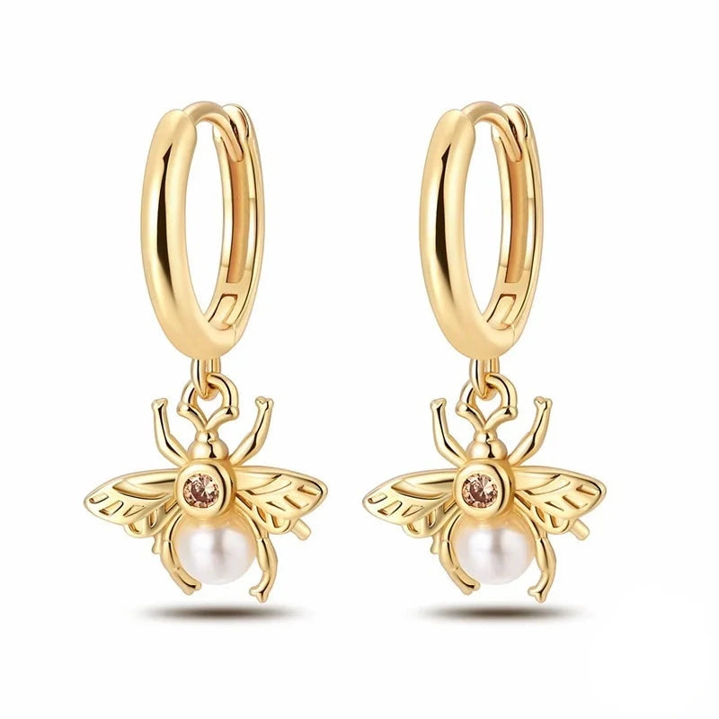 Pearl Bee Moon Earrings