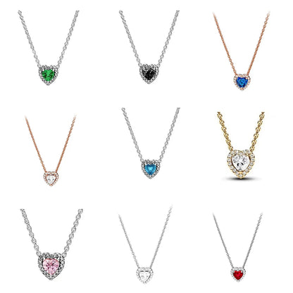 Crystal Heart Silver Necklace