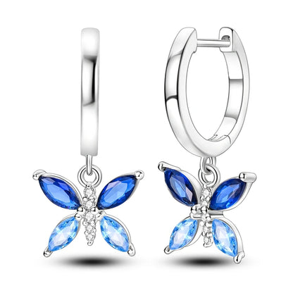 Blue Butterfly Silver Earrings