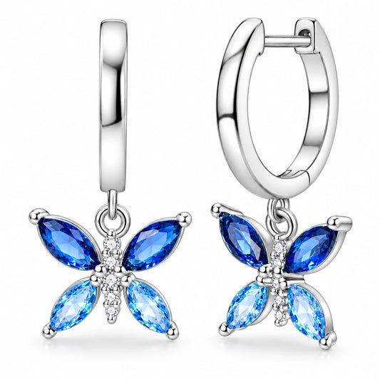 Blue Butterfly Silver Earrings
