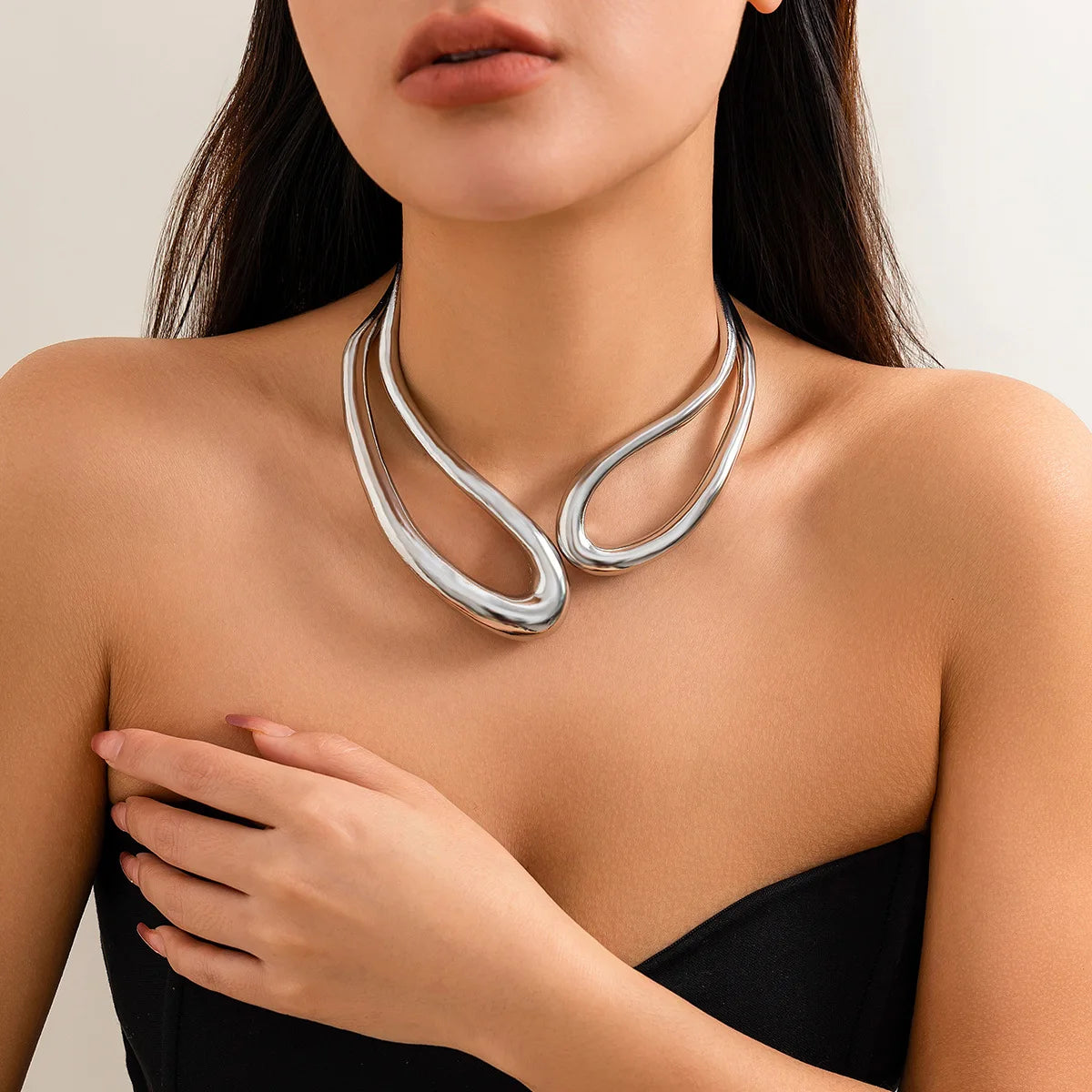 Steampunk Gold Torque Choker Necklace