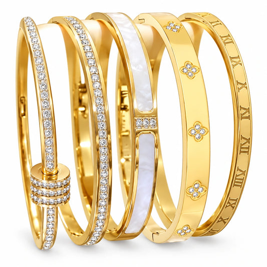 5 Stackable Zirconia Bangle Set