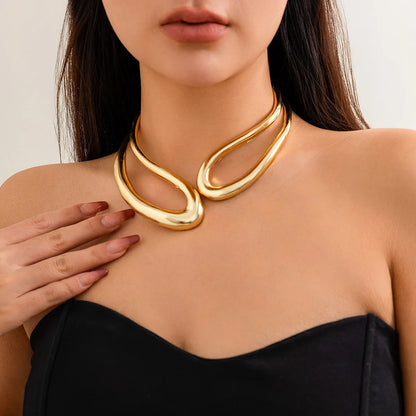 Steampunk Gold Torque Choker Necklace