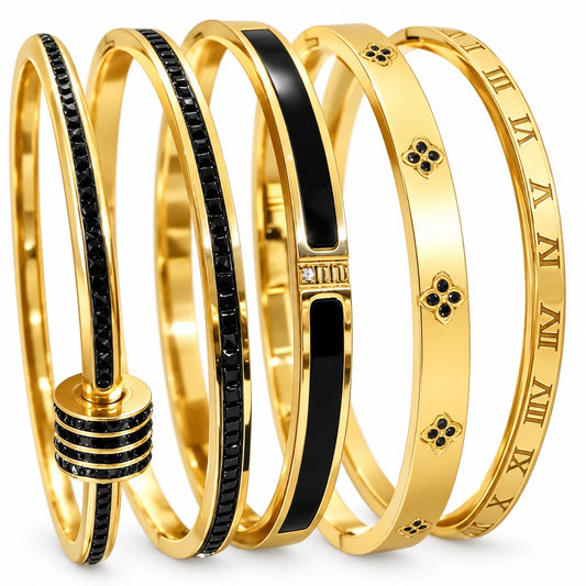 5 Stackable Zirconia Bangle Set