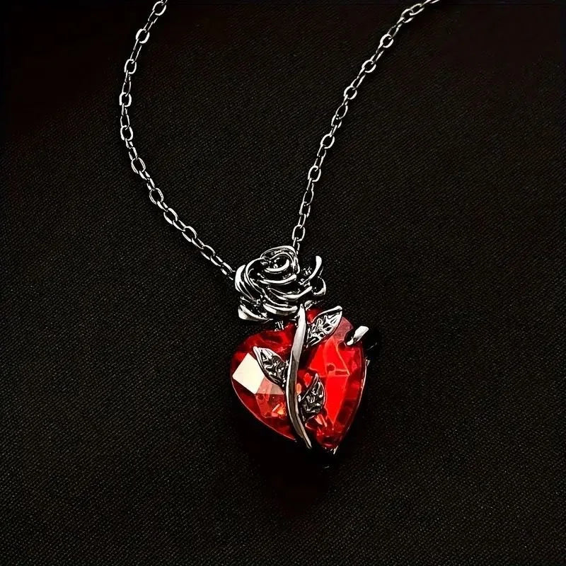 Red Crystal Heart Necklace