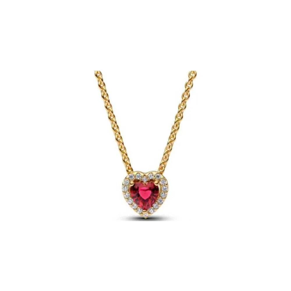 Gemstone Bow Heart Necklace