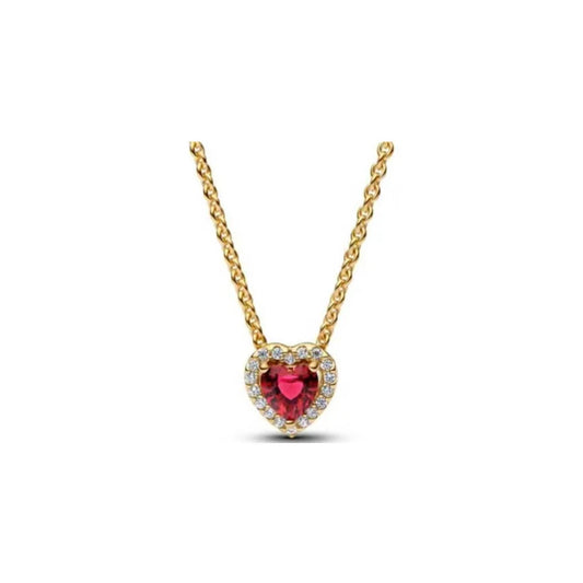 Gemstone Bow Heart Necklace