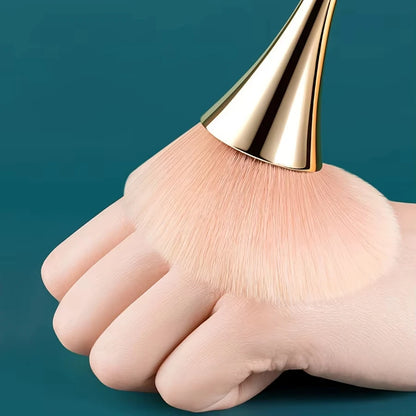 Rose Gold Fan Makeup Brush