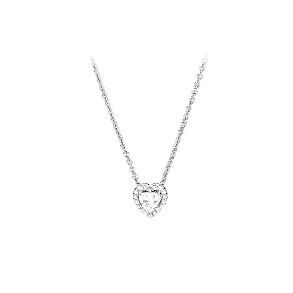 Crystal Heart Silver Necklace