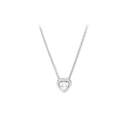 Crystal Heart Silver Necklace