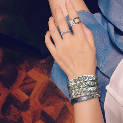 Vintage Tibetan Silver Cuff Bracelet
