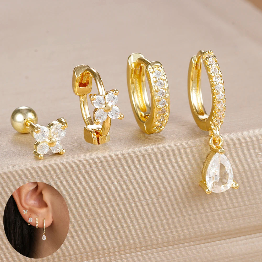 Minimalist Zircon Huggie Earrings Set
