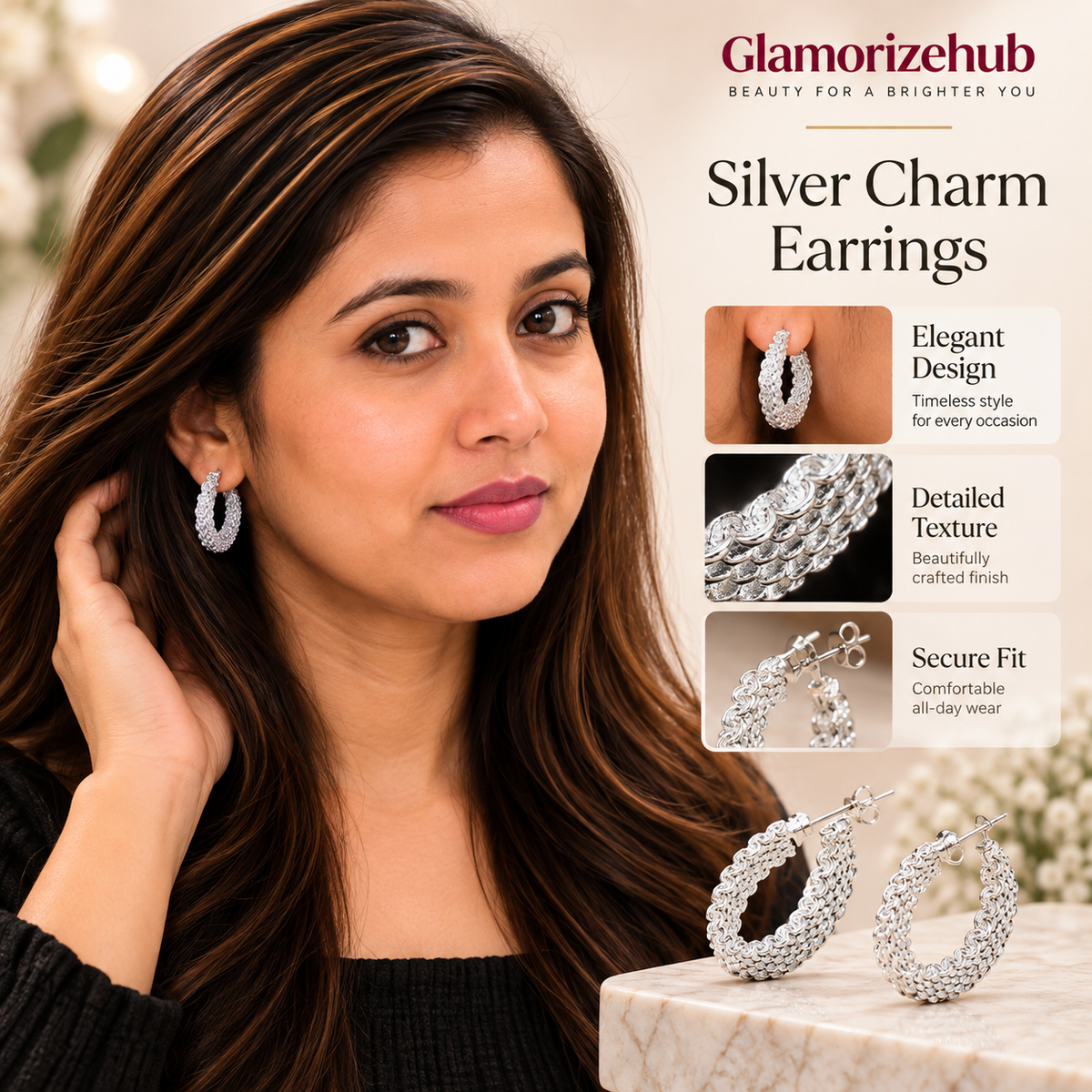 Silver Charm Earrings