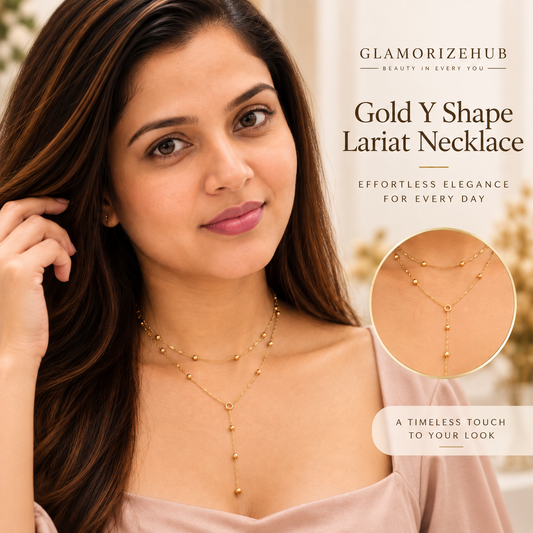 Gold Y Shape Lariat Necklace